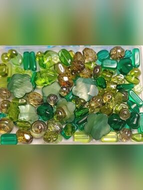 Czech glass loose beads Green Jewelry Making Supplies